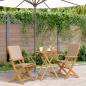 Preview: ARDEBO.de - 3-tlg. Bistro-Set Taupe Stoff und Massivholz