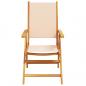 Preview: Gartenstühle Verstellbar 6 Stk. Beige Stoff und Massivholz
