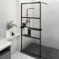 Preview: ARDEBO.de - Duschwand mit Ablage für Walk-In-Dusche Schwarz 90x195 cm ESG