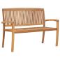 Preview: Stapelbare Gartenbank mit Auflage 128,5 cm Massivholz Teak
