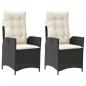 Preview: Gartensessel mit Kissen 2 Stk. Verstellbar Schwarz Poly Rattan