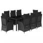 Preview: 9-tlg. Garten-Essgruppe mit Kissen Schwarz Poly Rattan