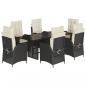 Preview: 7-tlg. Garten-Essgruppe mit Kissen Schwarz Poly Rattan