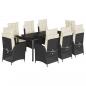Preview: 9-tlg. Garten-Essgruppe mit Kissen Schwarz Poly Rattan