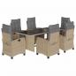 Preview: 7-tlg. Garten-Essgruppe mit Kissen Beigemischung Poly Rattan