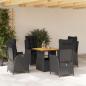 Preview: ARDEBO.de - 5-tlg. Garten-Essgruppe mit Kissen Schwarz Poly Rattan