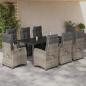 Preview: ARDEBO.de - 9-tlg. Garten-Essgruppe mit Kissen Hellgrau Poly Rattan