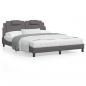 Preview: ARDEBO.de - Bettgestell mit LED Grau 160x200 cm Kunstleder