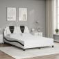 Preview: Bett mit Matratze Weiß und Schwarz 140x190 cm Kunstleder