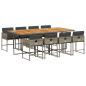 Preview: ARDEBO.de - 9-tlg. Garten-Essgruppe mit Kissen Grau Poly Rattan