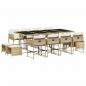 Preview: 13-tlg. Garten-Essgruppe mit Kissen Beige Poly Rattan