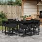 Preview: ARDEBO.de - 9-tlg. Garten-Essgruppe mit Kissen Schwarz Poly Rattan