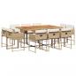 Preview: 11-tlg. Garten-Essgruppe mit Kissen Beige Poly Rattan