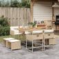 Preview: ARDEBO.de - 9-tlg. Garten-Essgruppe mit Kissen Beige Poly Rattan