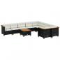 Preview: 10-tlg. Garten-Sofagarnitur mit Kissen Schwarz Poly Rattan