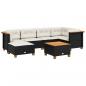 Preview: 7-tlg. Garten-Sofagarnitur mit Kissen Schwarz Poly Rattan