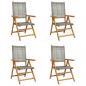 Preview: Gartenstuhl Verstellbar 4 Stk. Grau Poly Rattan Massivholz