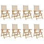 Preview: Gartenstuhl Verstellbar 8 Stk. Beige Poly Rattan Massivholz