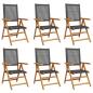 Preview: Gartenstuhl Verstellbar 6 Stk. Schwarz Poly Rattan Massivholz
