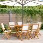 Preview: ARDEBO.de - Gartenstühle 6 Stk. Klappbar Cremeweiß Stoff und Massivholz