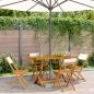 Preview: ARDEBO.de - Gartenstühle 4 Stk. Klappbar Cremeweiß Stoff und Massivholz