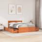 Preview: Bett mit Schubladen und Matratze Wachsbraun 120x190 Massivholz