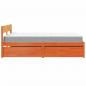 Preview: Bett mit Schubladen und Matratze Wachsbraun 120x190 Massivholz