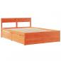 Preview: Bett mit Schubladen und Matratze Wachsbraun 120x190 Massivholz