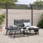 Preview: ARDEBO.de - Gartenbänke mit Kissen 2 Stk. Schwarz Pulverbeschichteter Stahl
