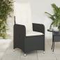 Preview: ARDEBO.de - Gartensessel mit Kissen 2 Stk. Verstellbar Schwarz Poly Rattan