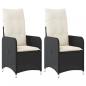 Preview: Gartensessel mit Kissen 2 Stk. Verstellbar Schwarz Poly Rattan