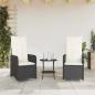 Preview: Gartensessel mit Kissen 2 Stk. Verstellbar Schwarz Poly Rattan