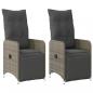 Preview: Gartensessel mit Kissen 2 Stk. Verstellbar Grau Poly Rattan