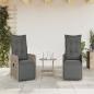 Preview: Gartensessel mit Kissen 2 Stk. Verstellbar Grau Poly Rattan