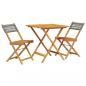 Preview: ARDEBO.de - 3-tlg. Bistro-Set Grau Poly Rattan und Massivholz