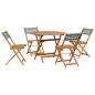 Preview: 5-tlg. Garten-Essgruppe Grau Poly Rattan und Massivholz