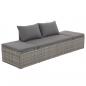Preview: Outdoor-Lounge-Bett mit Polster & Kissen Poly Rattan Grau