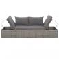 Preview: Outdoor-Lounge-Bett mit Polster & Kissen Poly Rattan Grau