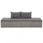 Preview: Outdoor-Lounge-Bett mit Polster & Kissen Poly Rattan Grau