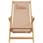 Preview: Strandstuhl Klappbar Taupe Massivholz Eukalyptus und Stoff