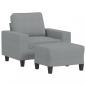 Preview: Sessel mit Hocker Hellgrau 60 cm Stoff