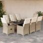 Preview: ARDEBO.de - 9-tlg. Garten-Essgruppe mit Kissen Beige Poly Rattan