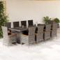 Preview: ARDEBO.de - 11-tlg. Garten-Essgruppe mit Kissen Grau Poly Rattan