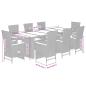 Preview: 9-tlg. Garten-Essgruppe mit Kissen Grau Poly Rattan
