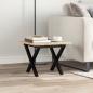 Preview: Couchtisch X-Gestell 40x40x35cm Massivholz Kiefer und Gusseisen