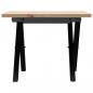 Preview: Couchtisch X-Gestell 40x40x35cm Massivholz Kiefer und Gusseisen
