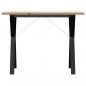 Preview: Esstisch Y-Gestell 100x50x75,5 cm Massivholz Kiefer & Gusseisen