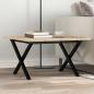 Preview: ARDEBO.de - Couchtisch X-Gestell 60x60x40cm Massivholz Kiefer und Gusseisen