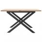 Preview: Couchtisch X-Gestell 60x60x40cm Massivholz Kiefer und Gusseisen