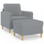 Preview: Sessel mit Hocker Hellgrau 60 cm Stoff